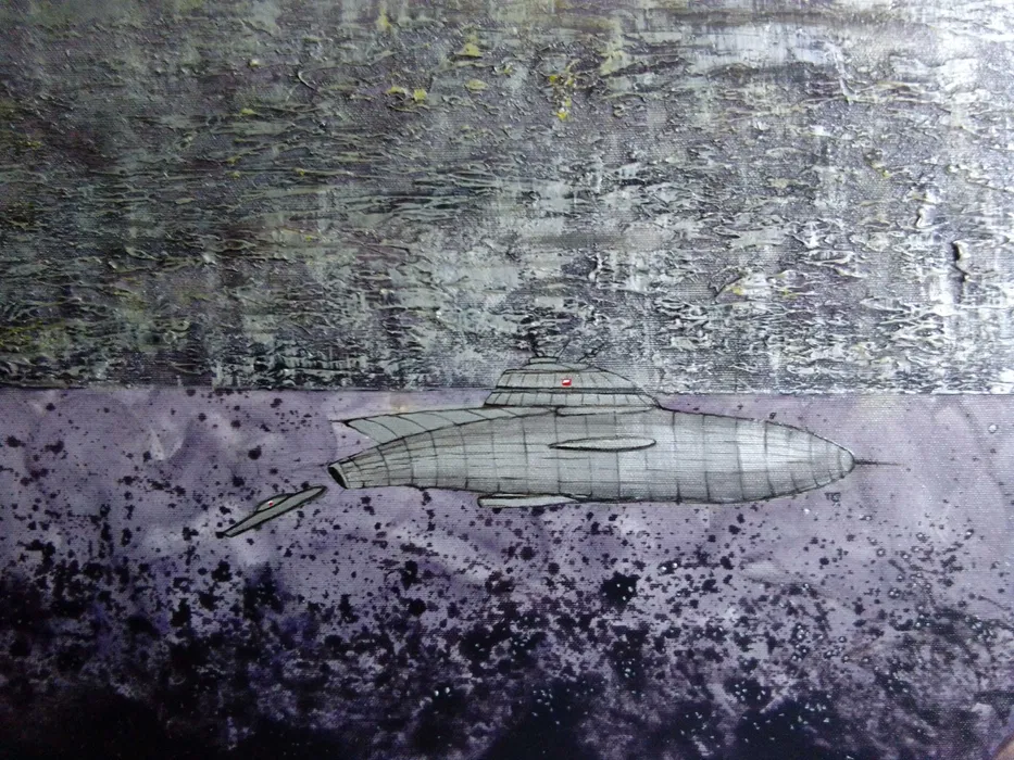 Michał Mroczka, duży obraz olejny na płótnie, 150x150 cm, "Polska zdobywa galaktykę" - wkrótce dostępny w sprzedaży - obrazek 2