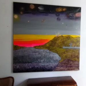 Michał Mroczka, duży obraz olejny na płótnie, 150x150 cm, "Polska zdobywa galaktykę" - wkrótce dostępny w sprzedaży