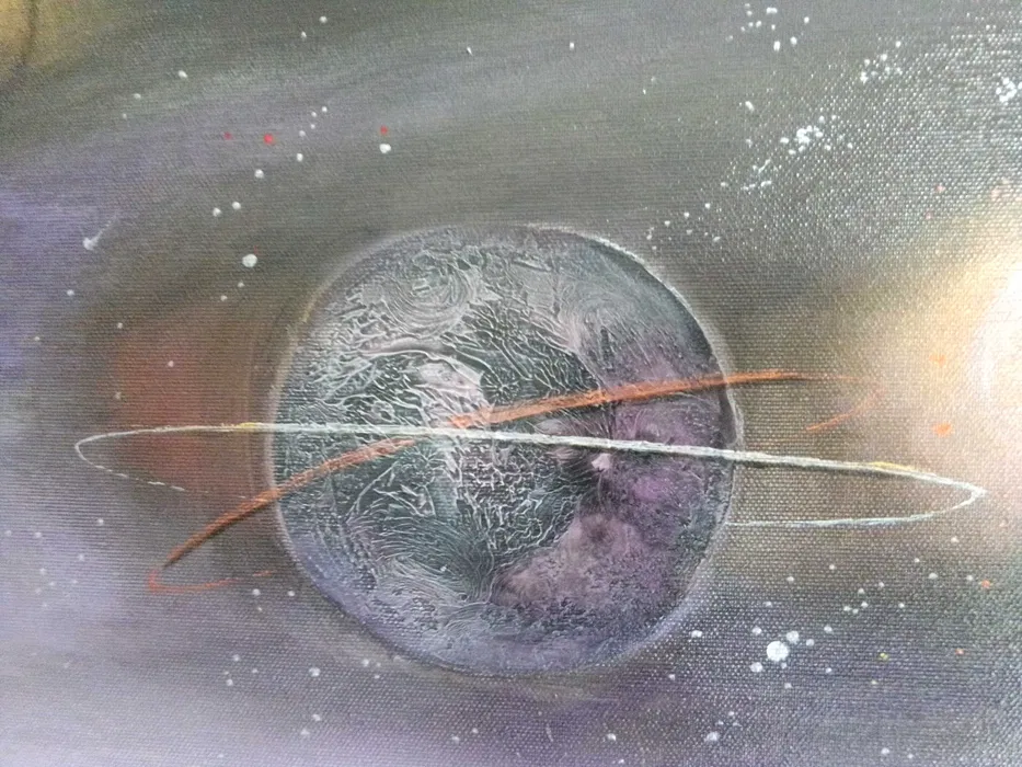 Michał Mroczka, duży obraz olejny na płótnie, 150x150 cm, "Polska zdobywa galaktykę" - wkrótce dostępny w sprzedaży - obrazek 5