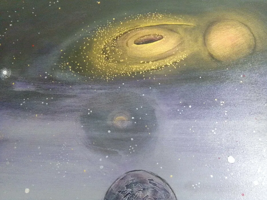 Michał Mroczka, duży obraz olejny na płótnie, 150x150 cm, "Polska zdobywa galaktykę" - wkrótce dostępny w sprzedaży - obrazek 6