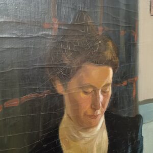 Johan Mauritz Lindqvist (1884-1941) "Krawcowa", obraz olejny na płycie 96x82 cm - wkrótce dostępny w sprzedaży