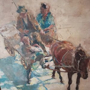 Fried Pal (1883-1976), "Rozmowa przy furmance", olej na płótnie o wym. 85x65/80x60 - wkrótce dostępny w sprzedaży