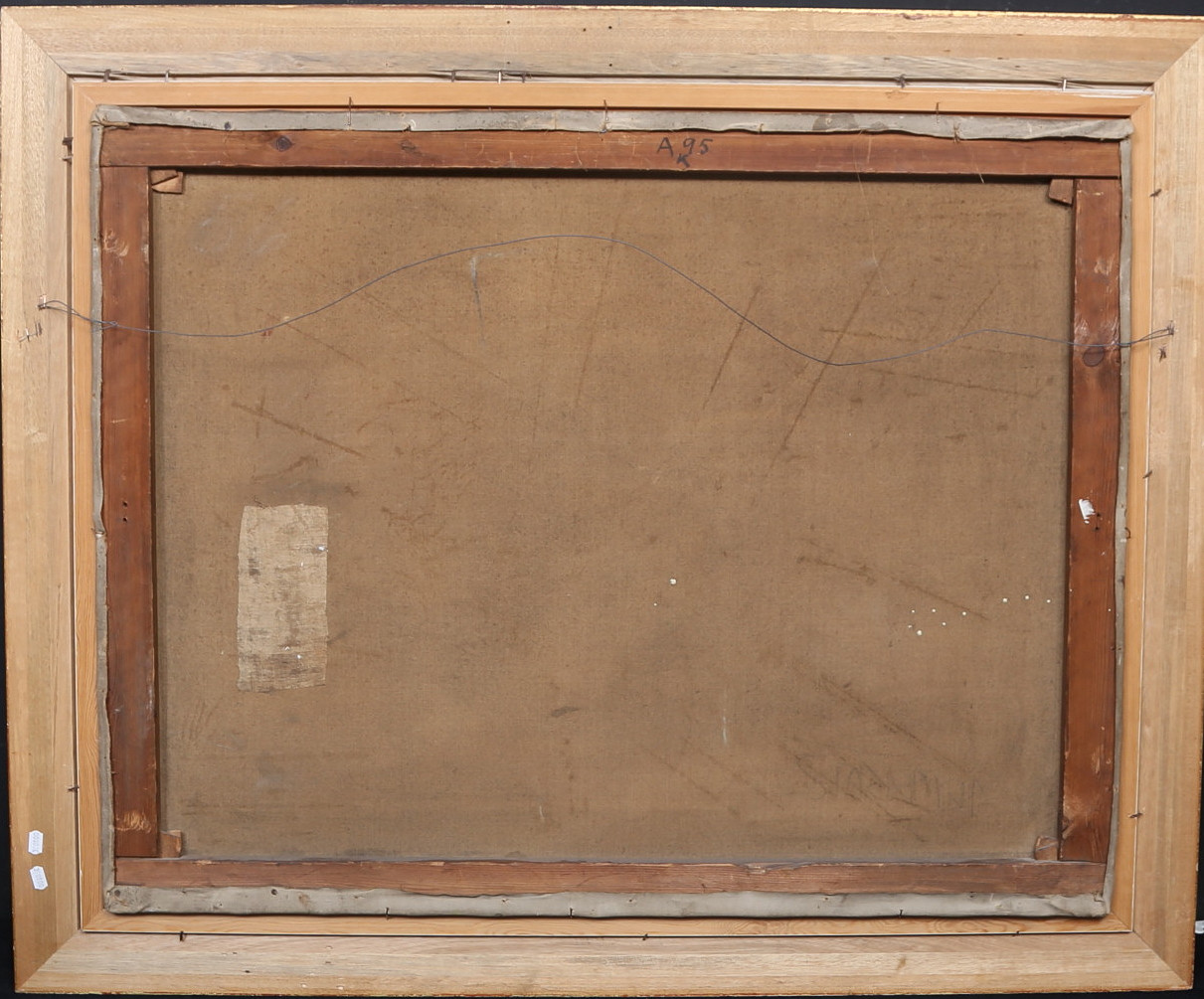 Obraz olejny na plotnie, 108x89 , 1913 r. ''Kuźnia'' sygnowany, antyk - obrazek 8