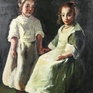 Artur Markowicz (1872-1934) [atryb.], "Żydowskie siostrzyczki", przepiękny obraz olejny na płótnie,120x100 cm