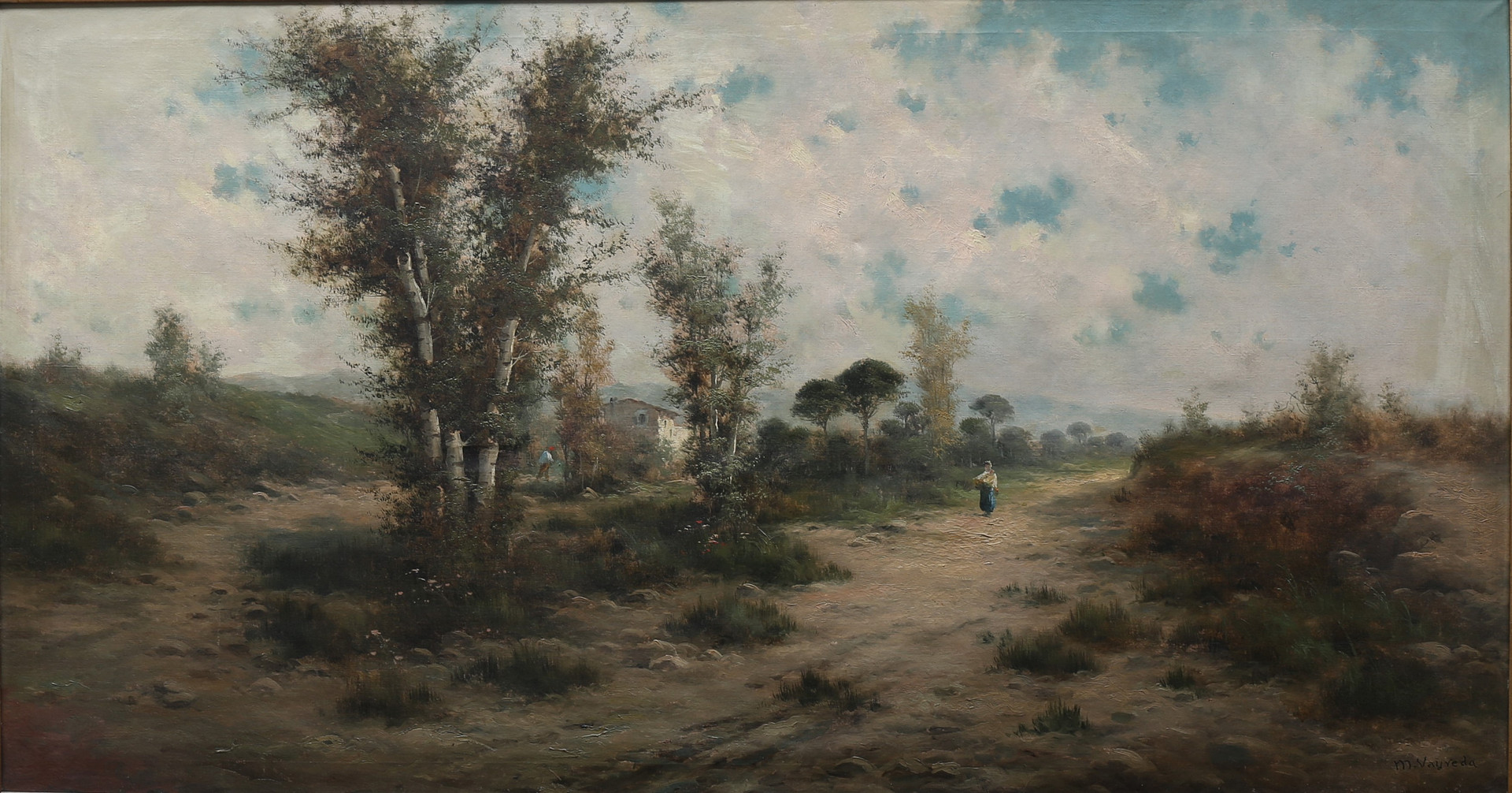 Marian Vayreda (1853-1903), "Pejzaż wiejski", XIX w. ogromny obraz olejny na płótnie, 180x80 cm - wkrótce dostępny w sprzedaży