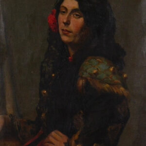 Obraz olejny na płótnie, "Hiszpanka", wym. 58x48 cm [rama], malarz nieznany, sygnatura z tyłu "Wilkie" [Dawid Wilkie?]; wkrótce dostępny w sprzedaży