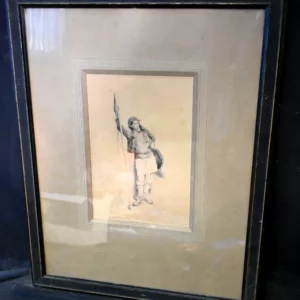 Autor NN, rysunek tuszem na papierze, XIX w., Italia, 60x48 cm [rama], 30x21 cm [papier], sygnatura p/d