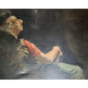 Nathan Wasserberger [1928 - 2012] "Starzec w fotelu" obraz olejny, wym. 61x76,5 cm [płótno], sygnowany p./d. - wkrótce dostępny w sprzedaży