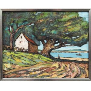 Ryszard Skupin [1930-2005] "Krajobraz polski", obraz olejny na płótnie, wym. 50 x 38 cm [rama], sygn. l./d.