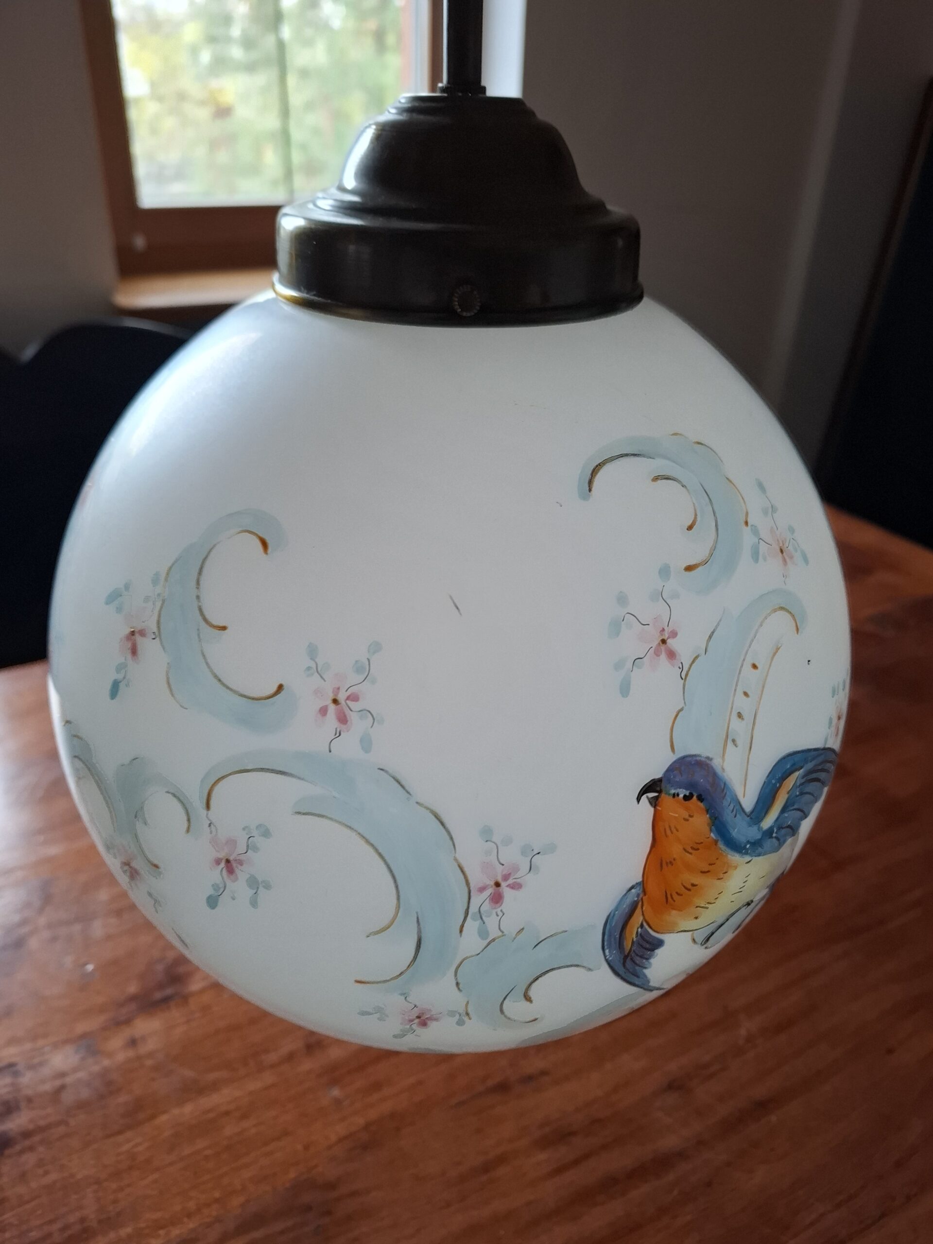 Lampa antyk, zwis, ręcznie malowana kula z rajskimi ptakami - wkrótce dostępny w sprzedaży