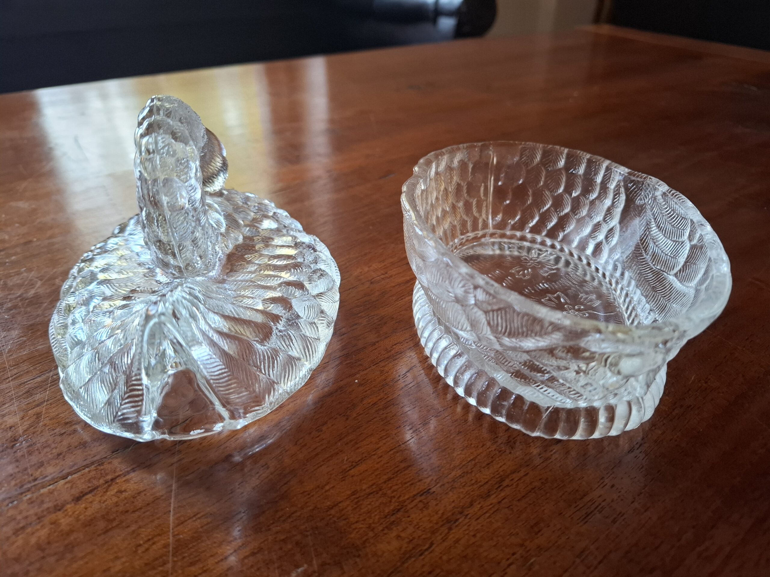 Kryształowy łabędź bomboniera, cukiernia Portieux Vallerysthal, Francja XX w. - wkrótce dostępny w sprzedaży - obrazek 5