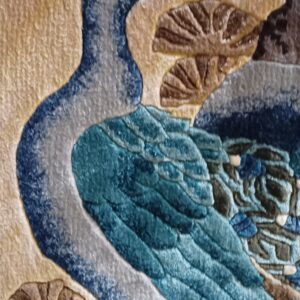 Dywan jedwab tzw. Peking na ścianę lub komodę z motywem pawi, 46x92 [plus 6 cm frędzle] - wkrótce dostępny w sprzedaży