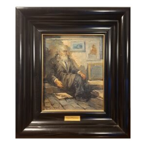 Rafael Carreras [ur. 1933 r.], "Uliczny malarz", obraz olejny na płótnie, wym. 45x40 cm [rama], 22x27 [płótno], sygn. p./d.